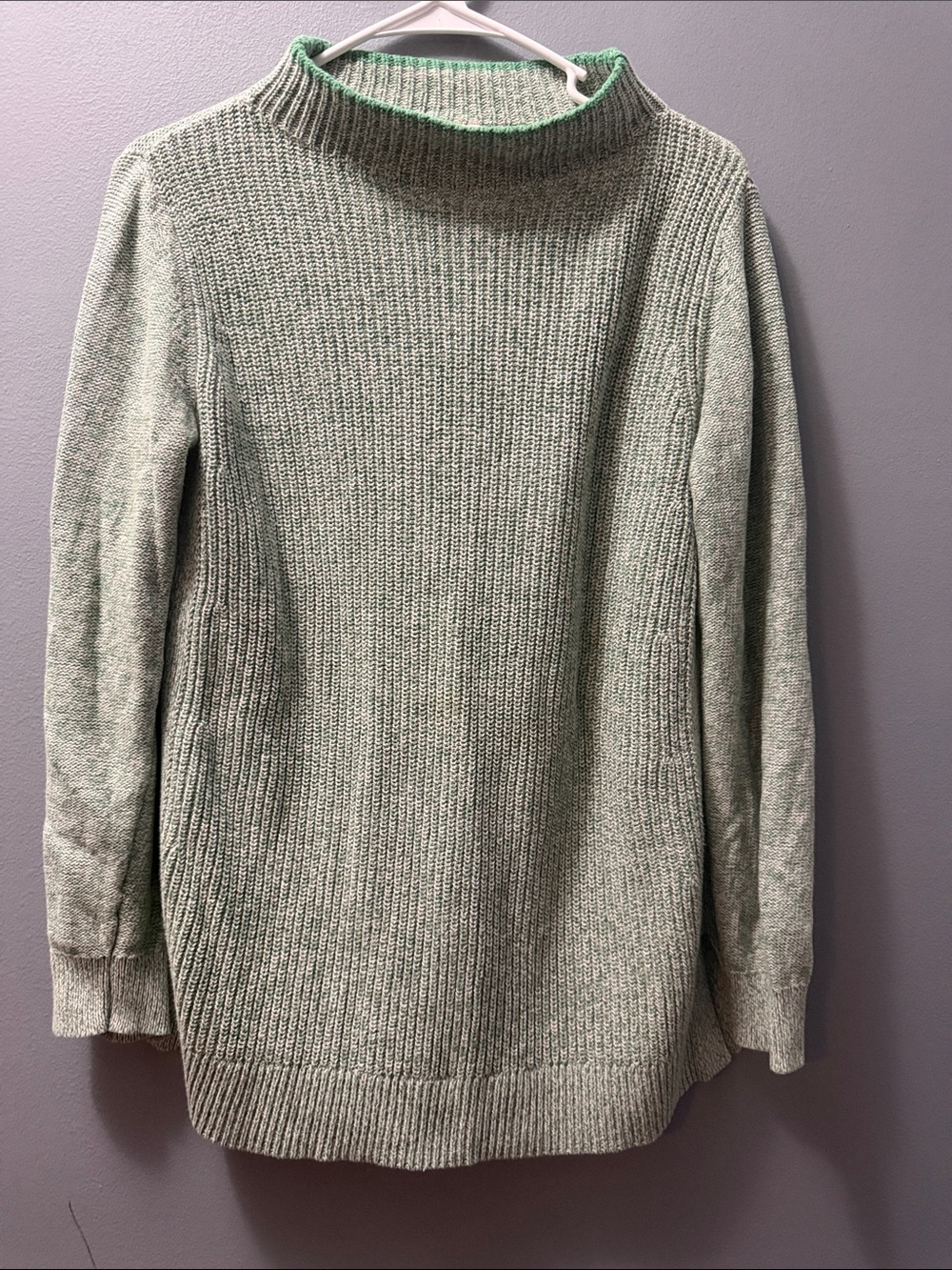 LOFT Mint Green Ribbed Mock Neck Sweater